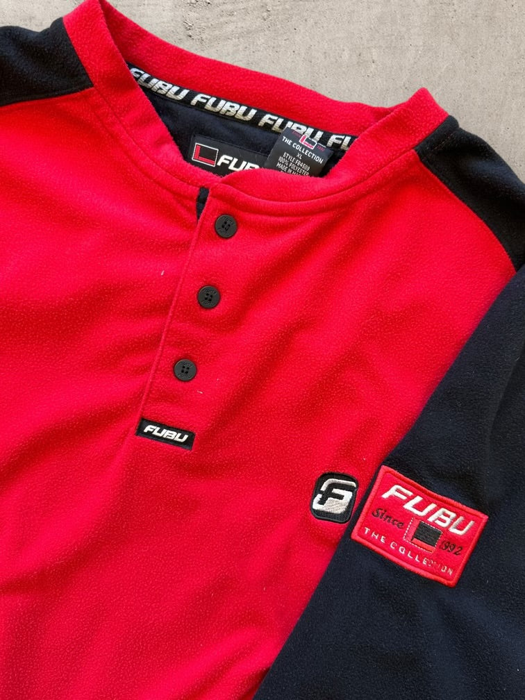 00s Fubu Color Block Henley Fleece - XL