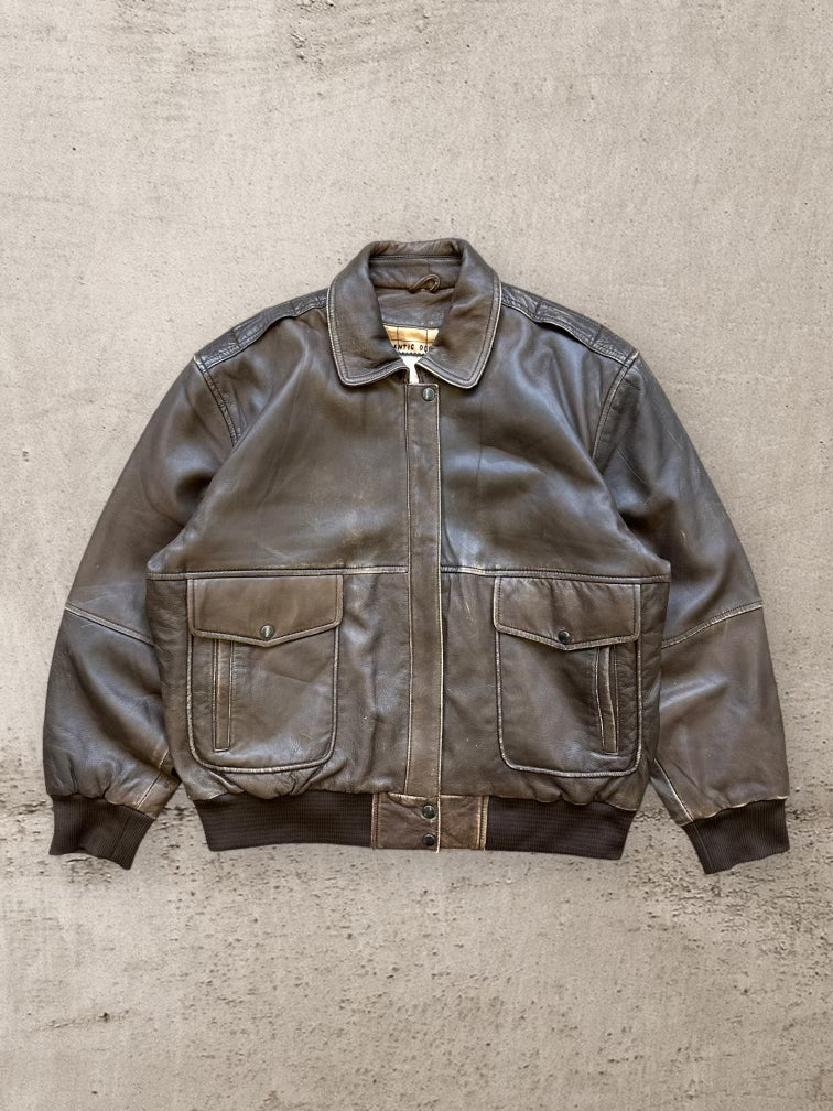 90s Brown Leather Flight Jacket - Large – The Juncture