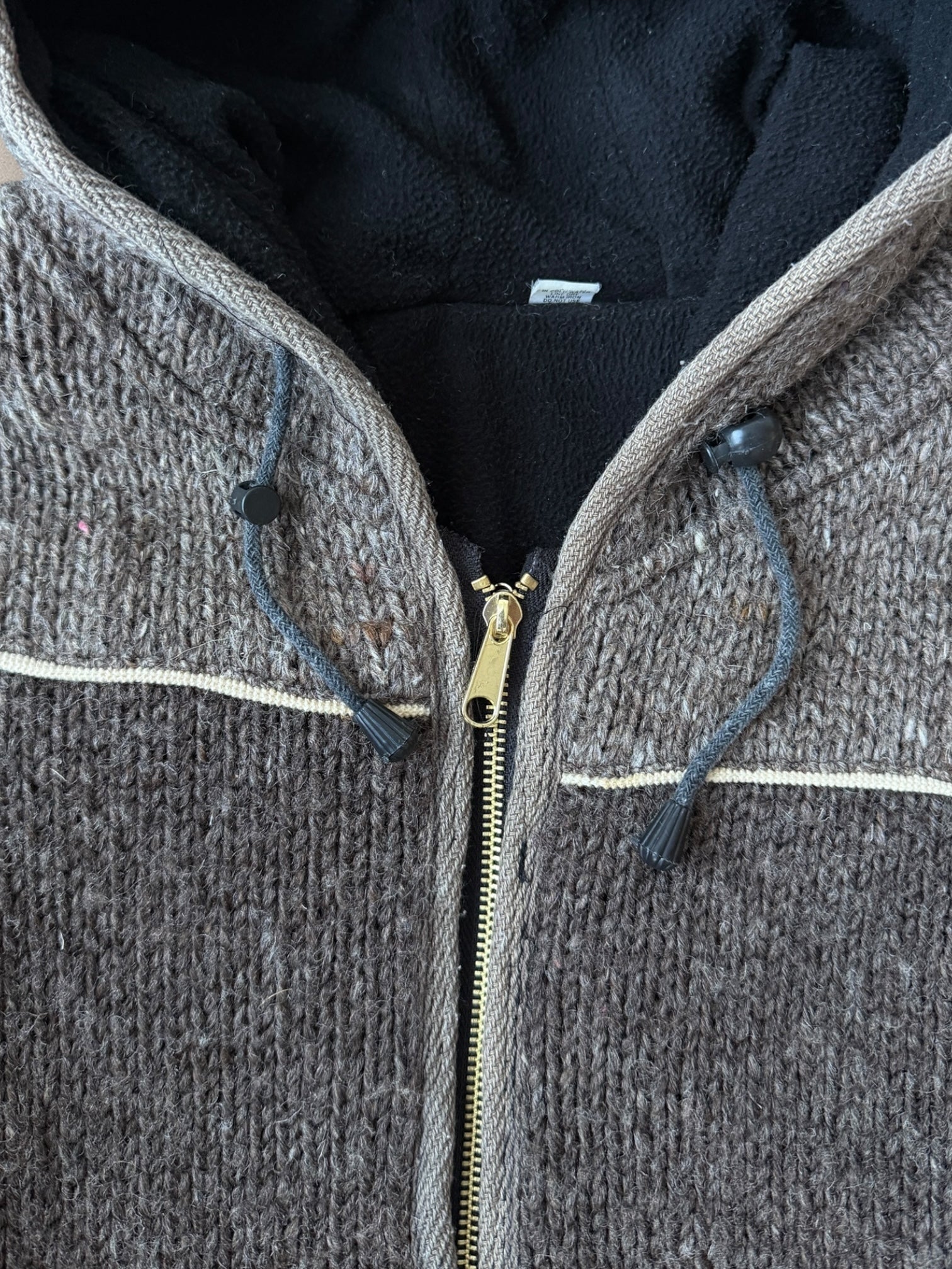 00s Sherpa Lined Wool Zip Up Hooded Sweater - Large