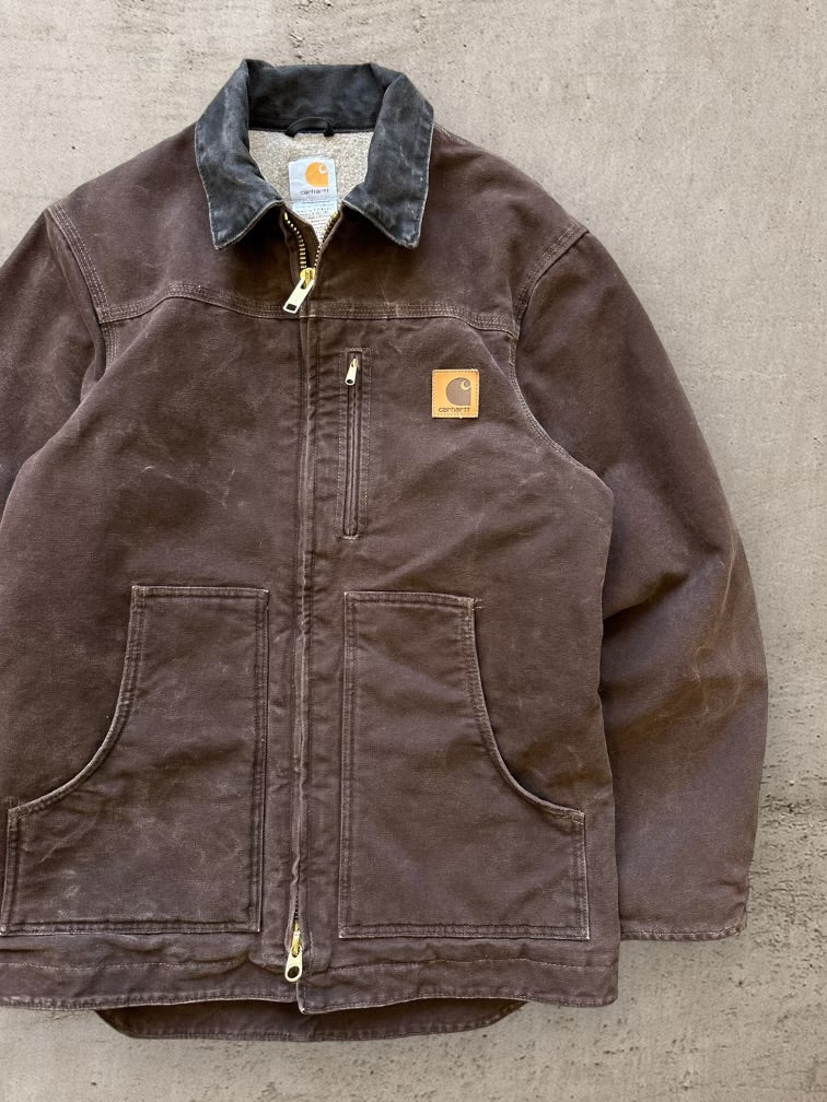 00s Carhartt Brown Sherpa Lined Jacket - Small