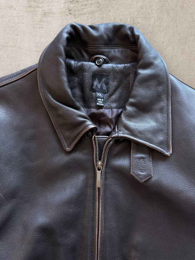 00s Bomber Leather Jacket - XL