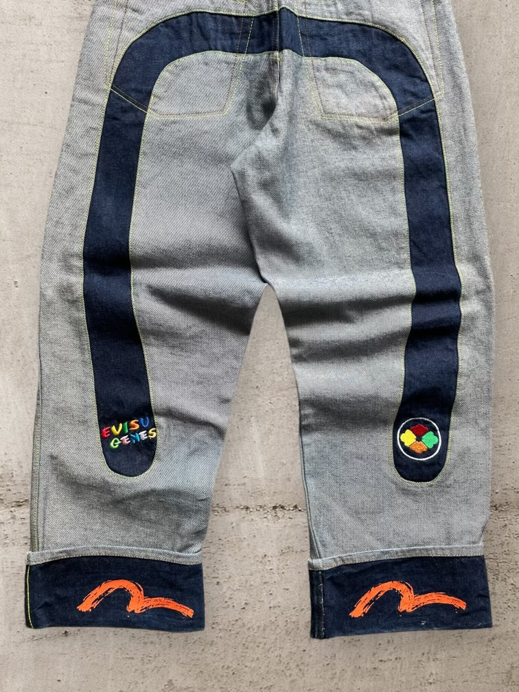 00s Evisu Genes God Patch Baggy Denim Jeans - 32x28-32