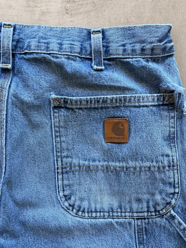 00s Carhartt Distressed Denim Carpenter Pants - 34x30