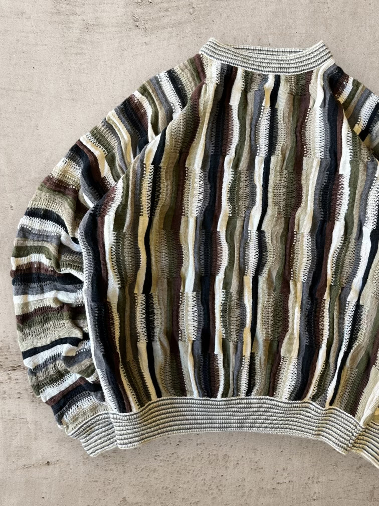 90s Protege Multicolor Cable Knit Sweater - Large