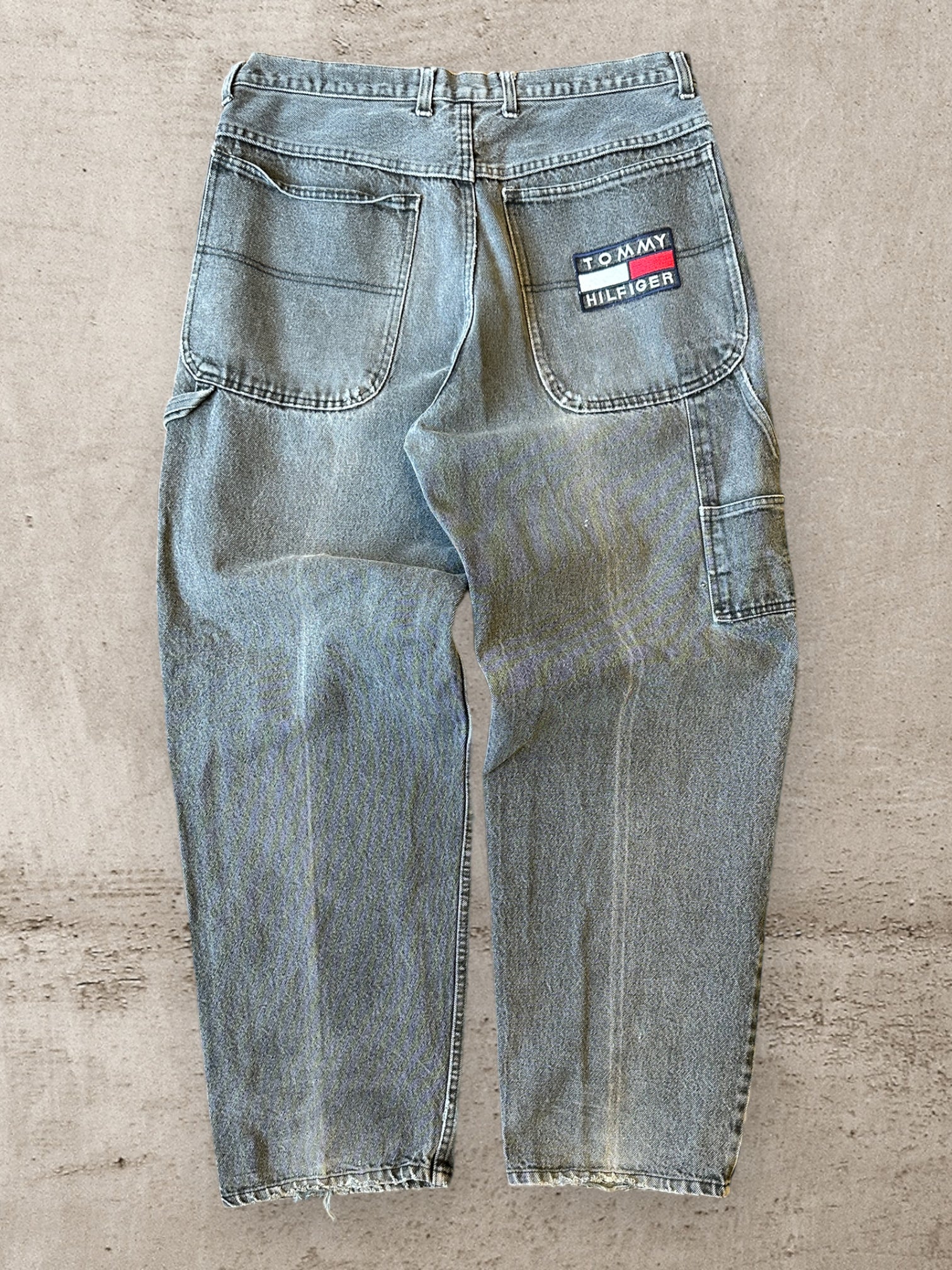 90s Bootleg Tommy Hilfiger Black Carpenter Jeans - 35x32