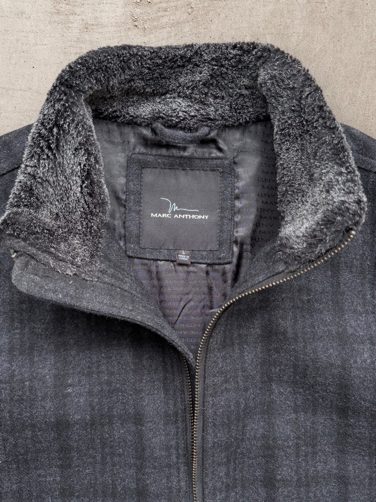 00s Marc Anthony Wool Plaid Zip Up Jacket - Large