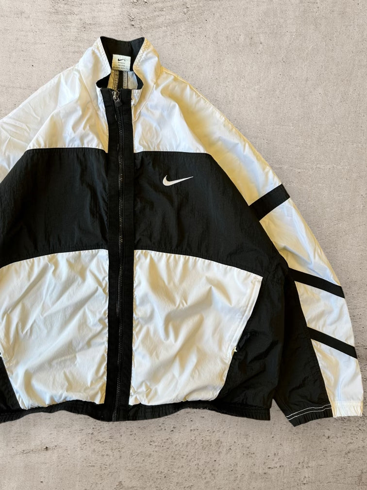 90s Nike White & Black Color Block Zip Up Jacket - Large