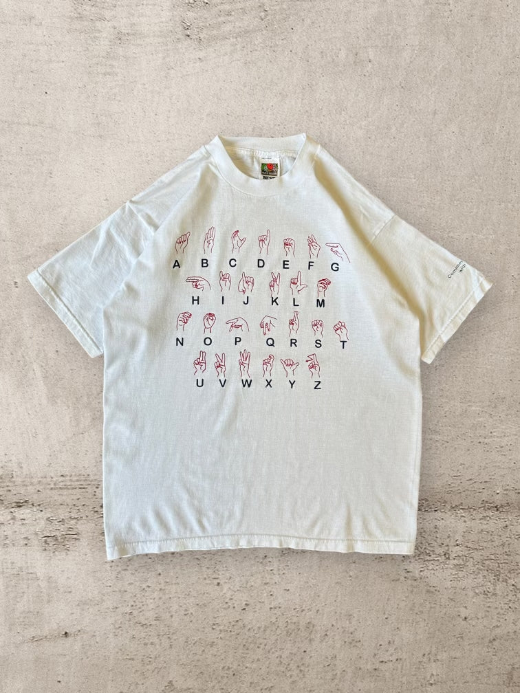 90s Sign Language Alphabet T-Shirt - Large