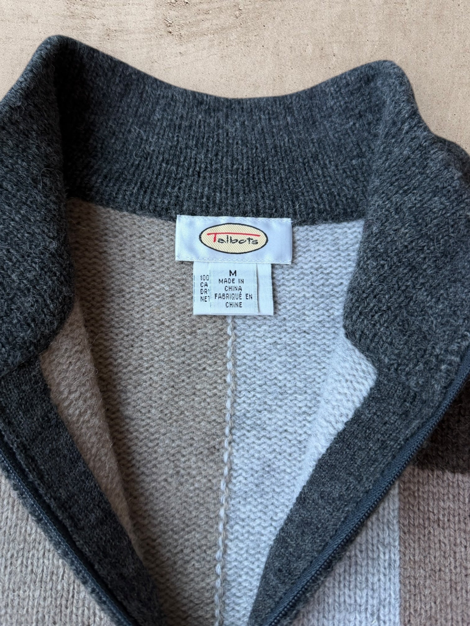 00s Talbot Multicolor Geometric  Zip Up Knit Sweater - Medium