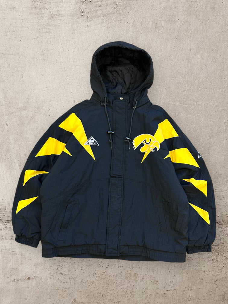 90s Apex Iowa Hawkeyes Zip Up Puffer Jacket - XL