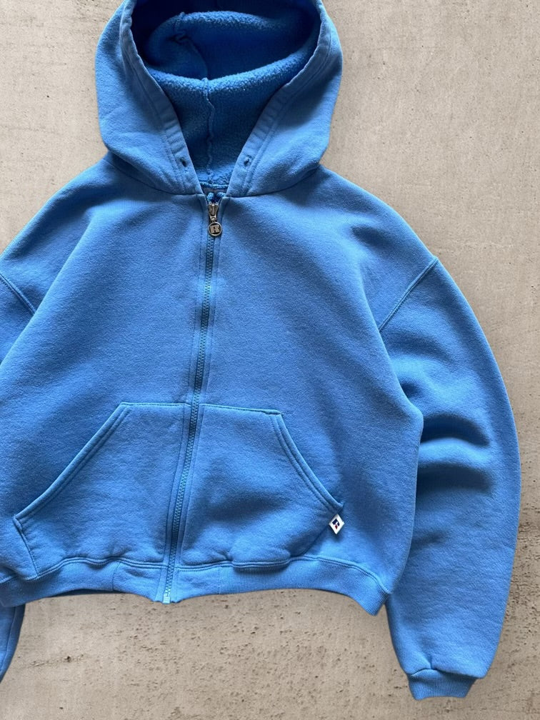 00s Russell Athletic Baby Blue Zip Up Hoodie - XS