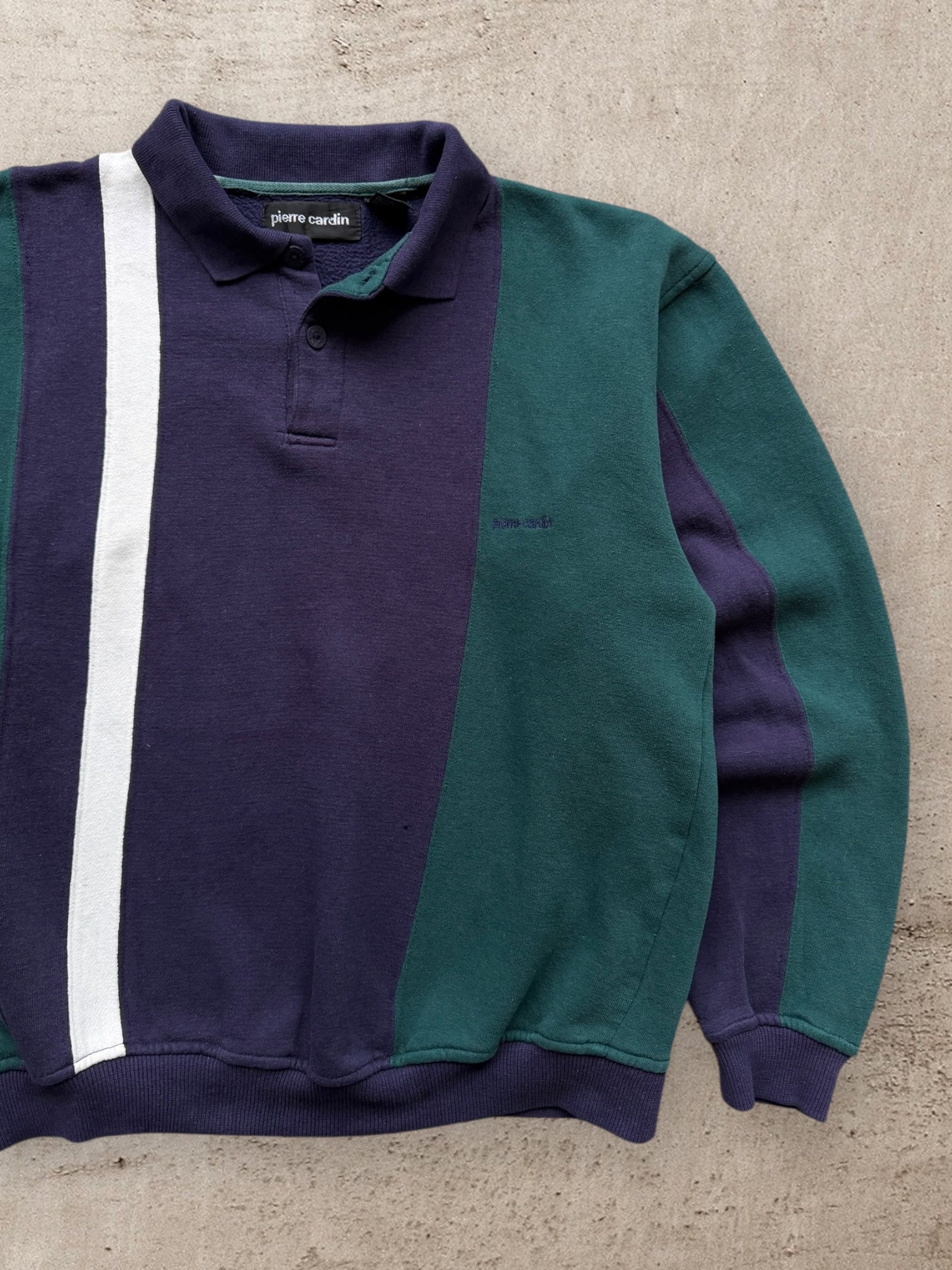 90s Pierre Cardin Color Block Polo Sweatshirt - Medium