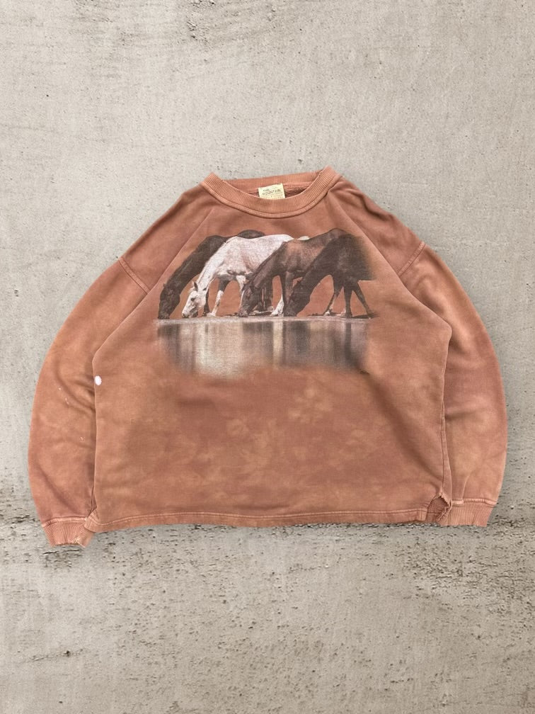 90s The Mountain Dyed Horse Graphic Crewneck - XL