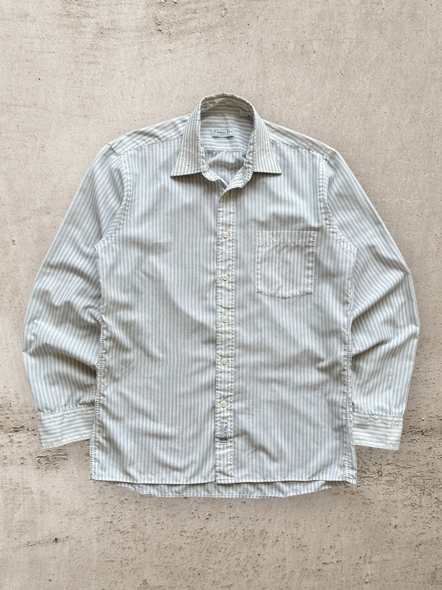 90s Christian Dior Striped L/S Button Up Shirt - Large