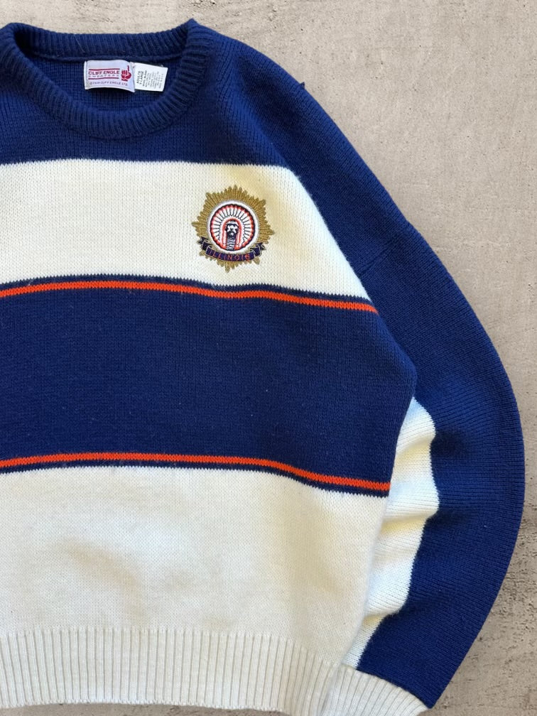 80s University of Illinois Striped Knit Sweater - XL