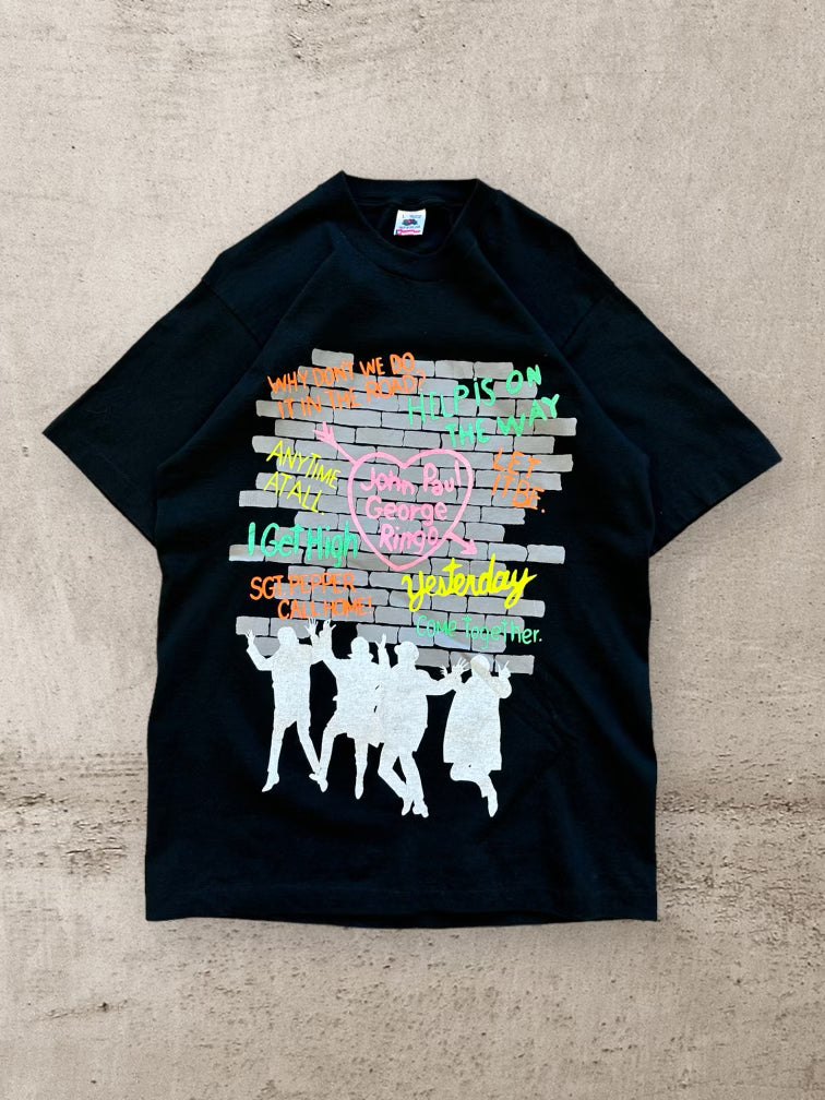 90s The Beatles Brick Graffiti Graphic T-Shirt - Medium