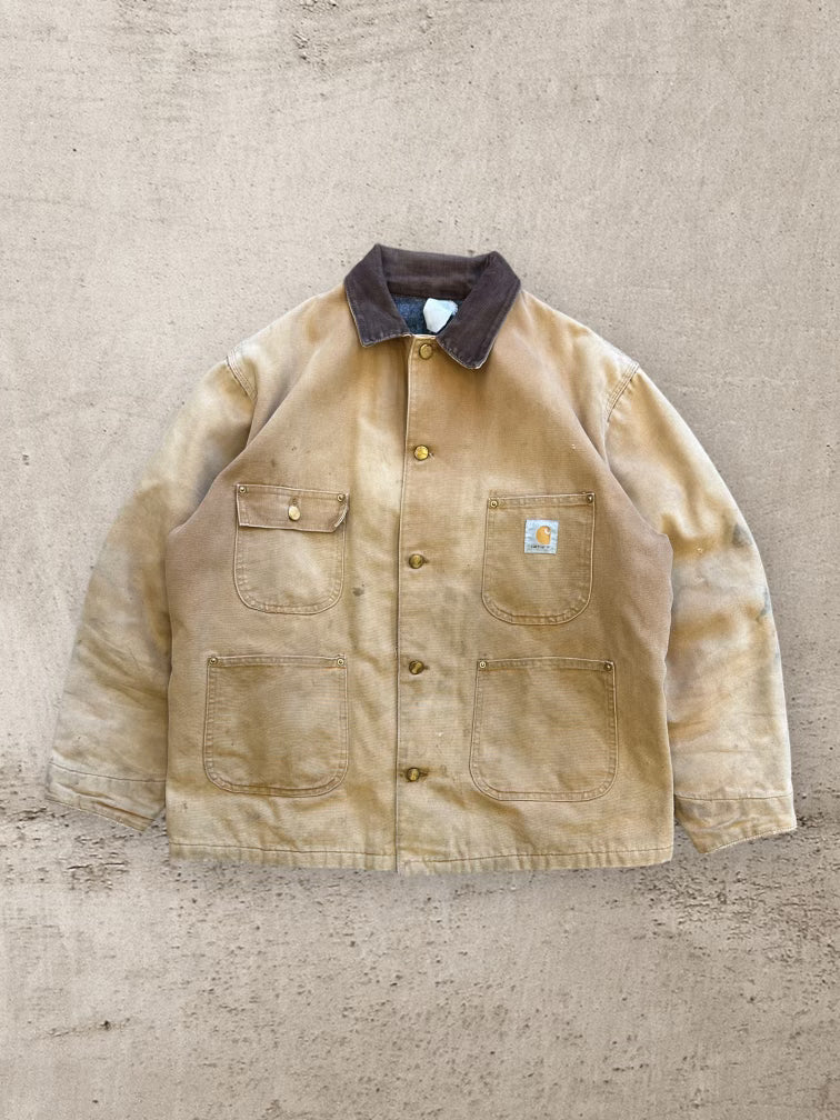90s Carhartt Light Beige Chore Jacket - Large