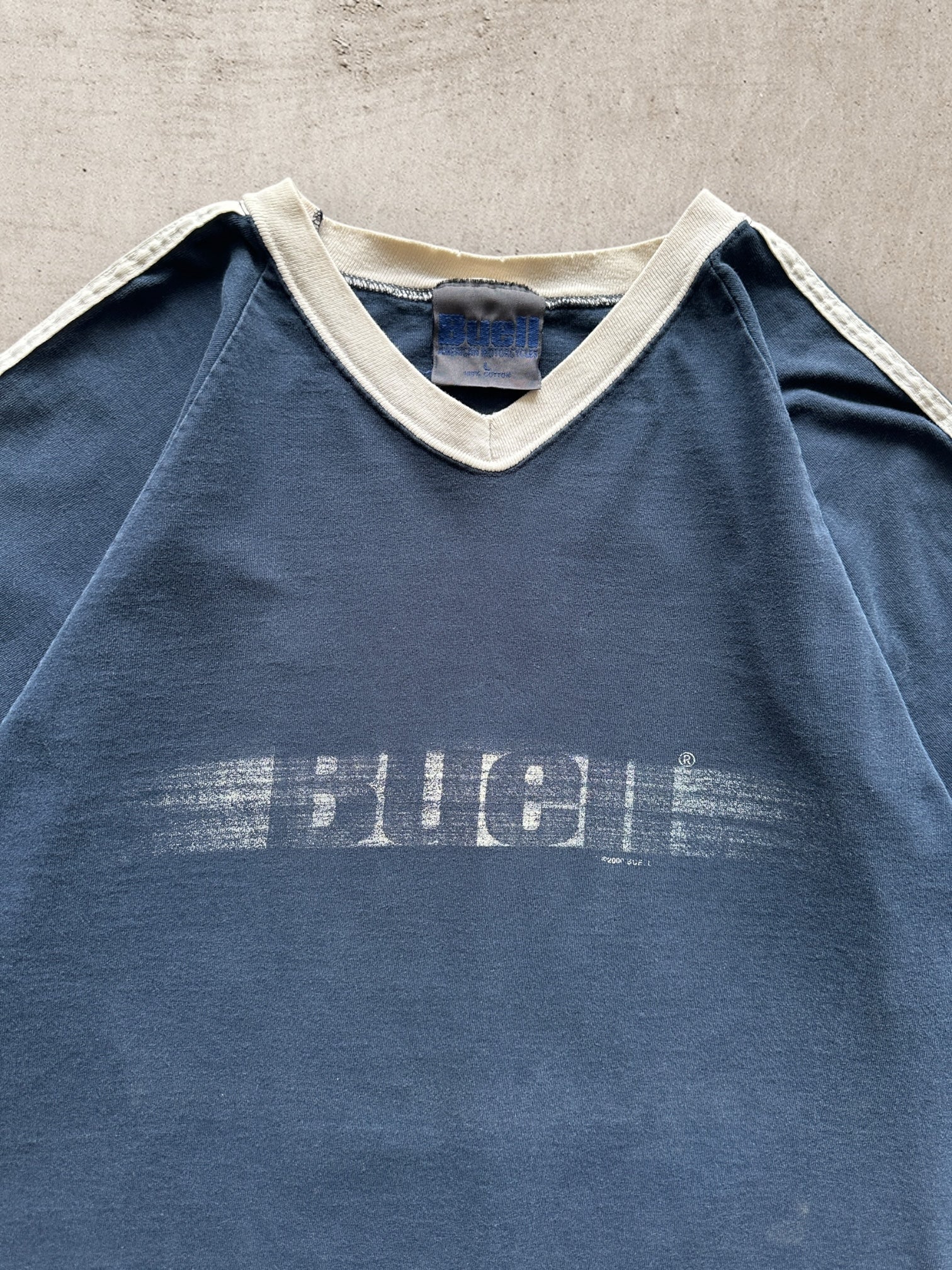 00 Buell & Harley Davidson Motorcycles Striped Shirt - Large