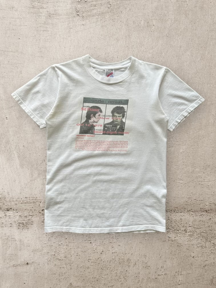 90s Sid Vicious Under Arrest Graphic T-Shirt - Small