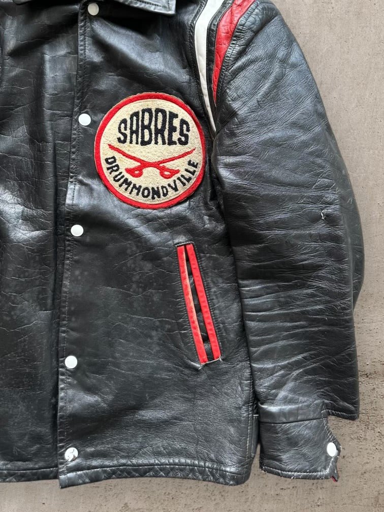 70s/80s Canadian Sabres Drummondville Leather Jacket - Medium