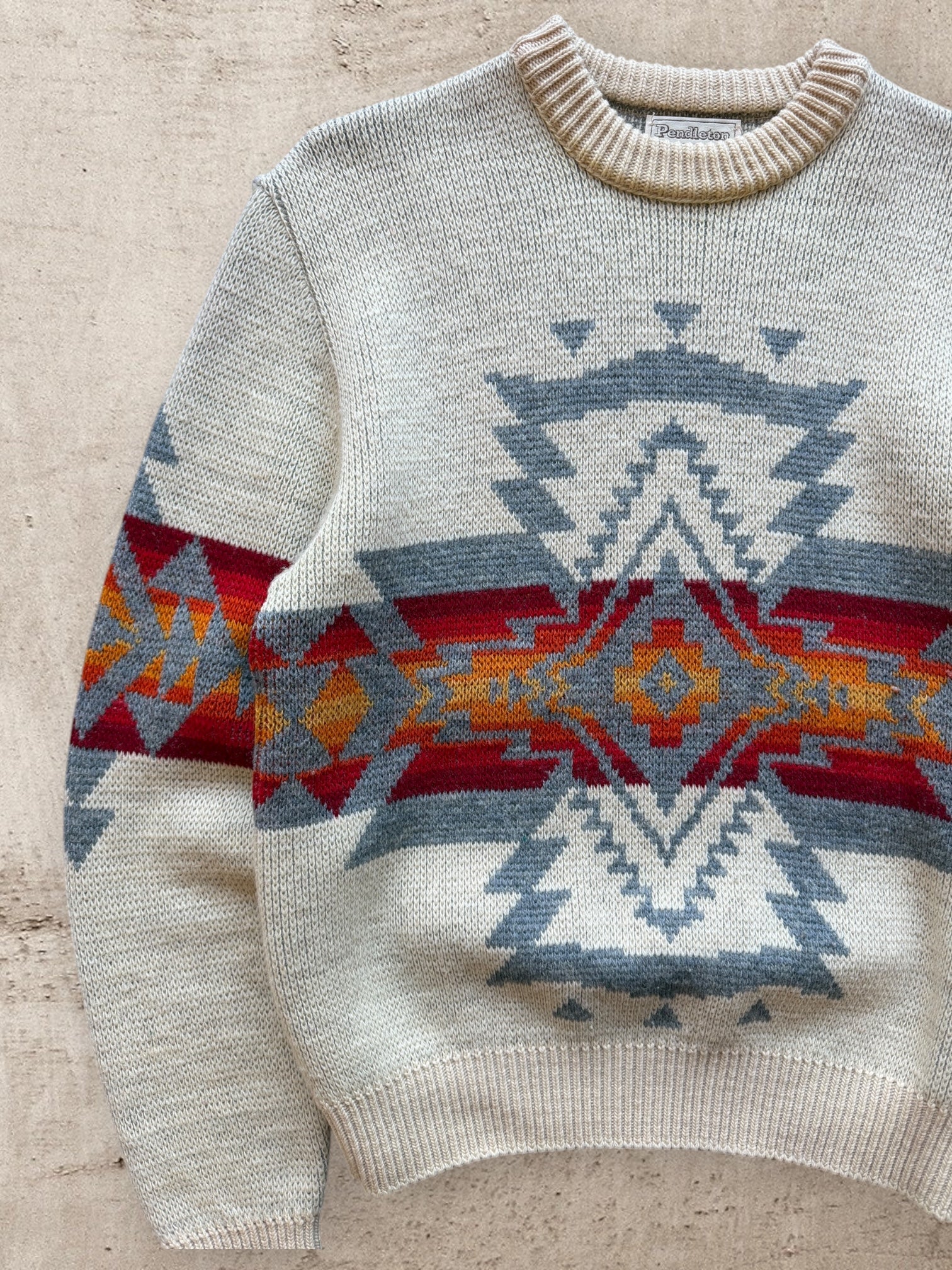 70s Pendleton Western Aztec Print Wool Sweater - Large