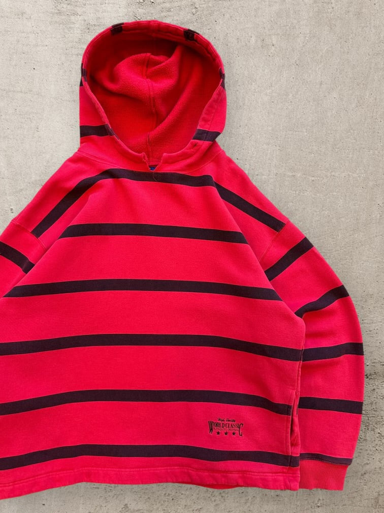 00s Gap Red & Black Striped Hoodie - XL