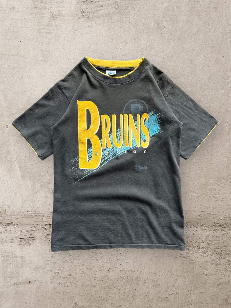 90s Salem Boston Bruins Double Sleeve Graphic T-Shirt - Small