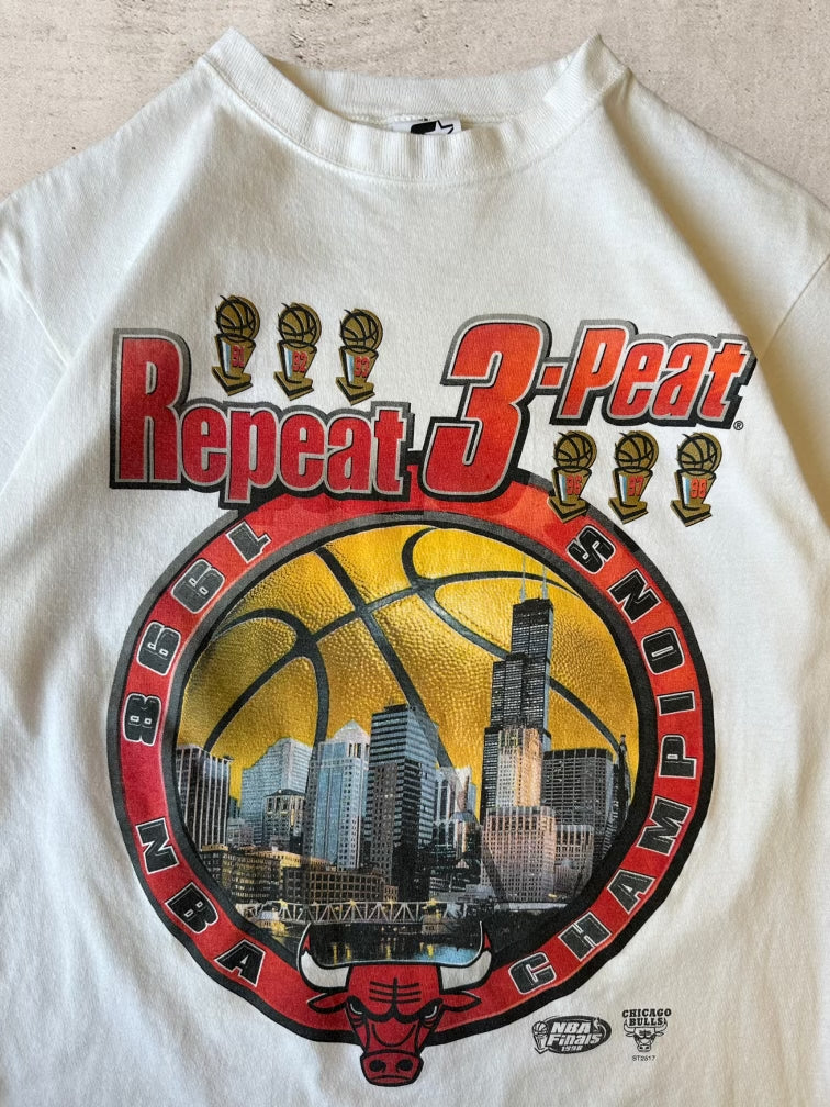90s Starter Chicago Bulls Repeat 3-Peat T-Shirt - Youth XL