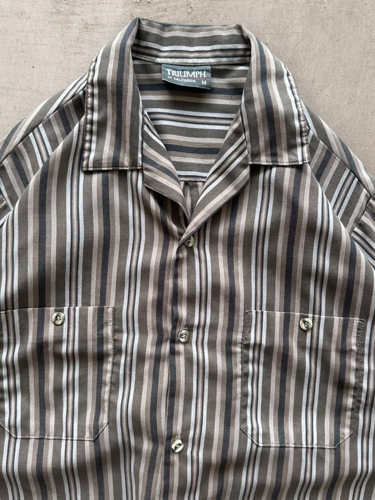 90s Triumph Striped Button Up Shirt - Medium