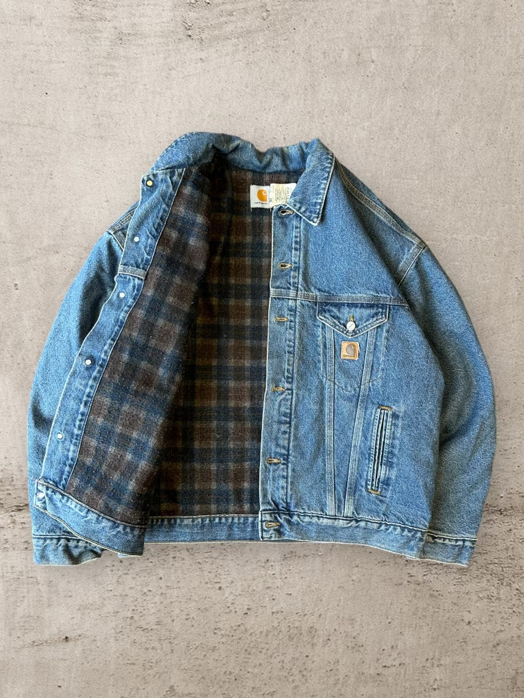 90s Carhartt Blanket Lined Denim Jacket - XL