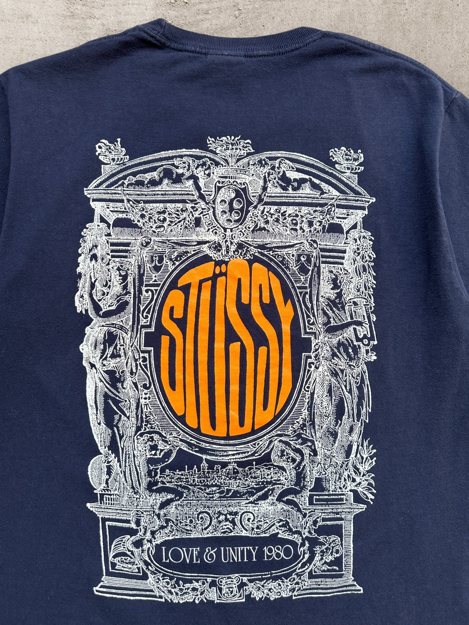 00s Stussy Love & Unity 1980 Graphic T-Shirt - Large