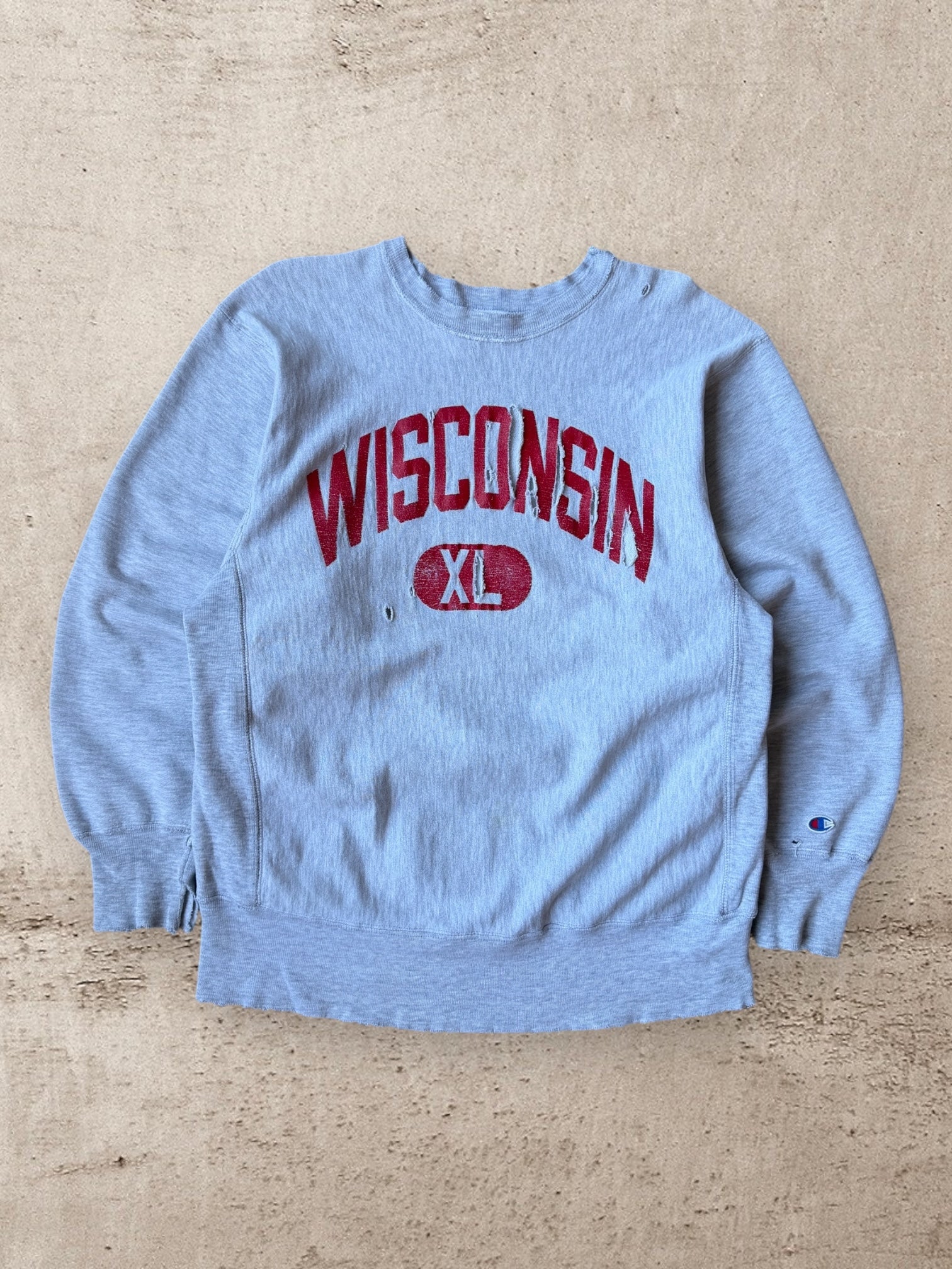80s Champion Reverse Weave Wisconsin Crewneck - Large