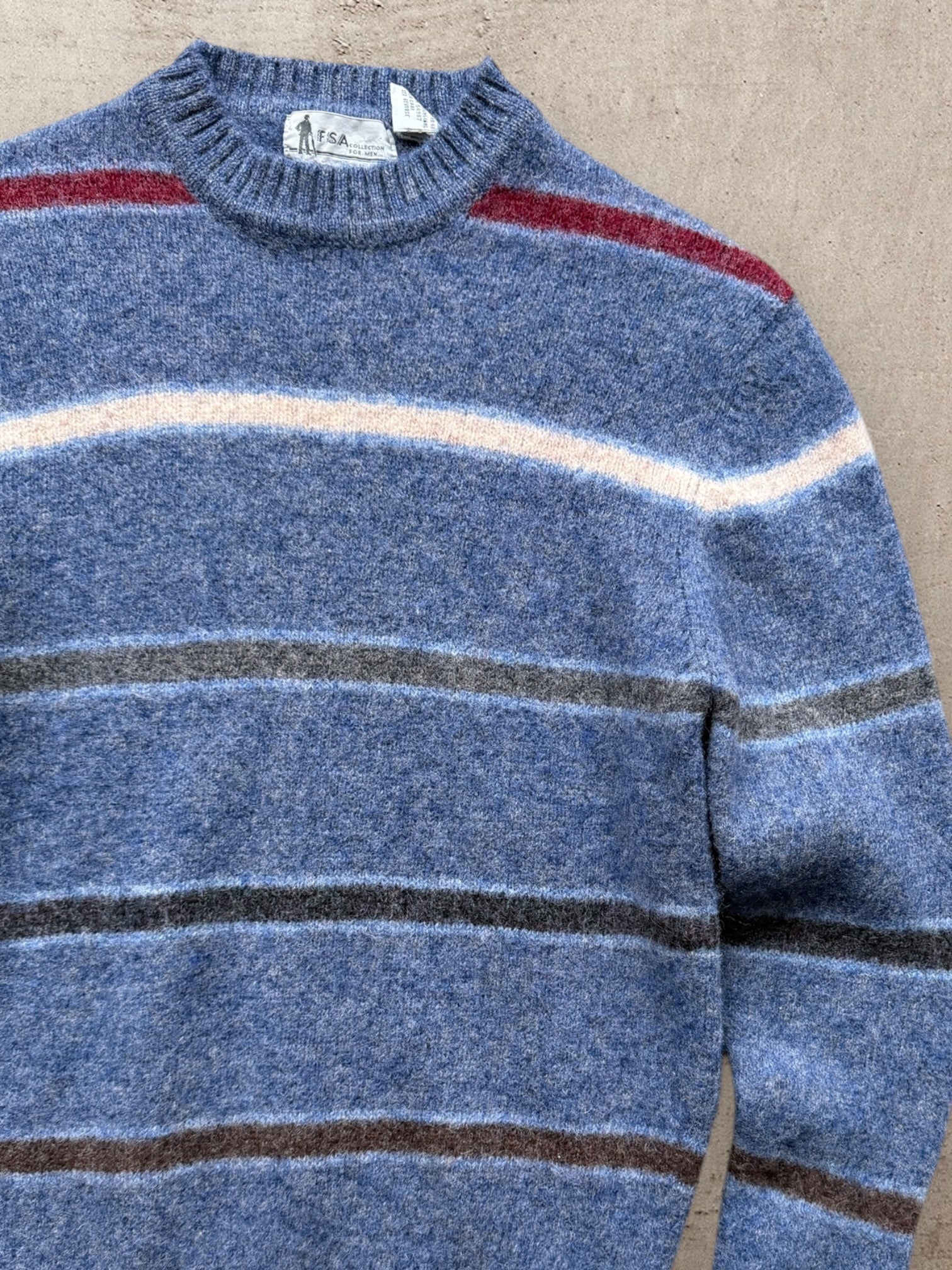 80s FSA Striped Wool Knit Sweater - Small