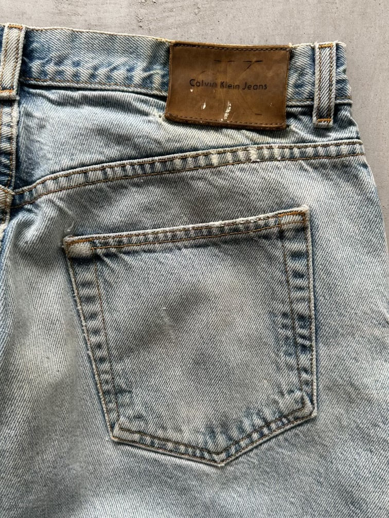 00s Calvin Klein Distressed Light Wash Denim Jeans - 34x35