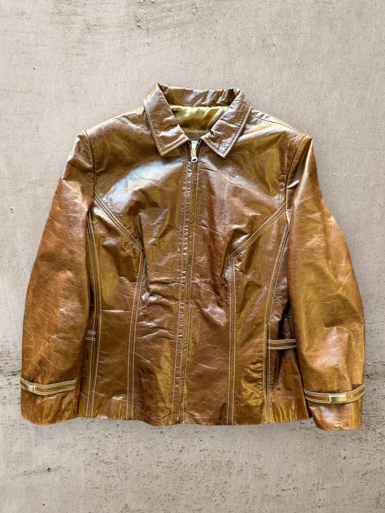90s Lilium Light Brown Leather Jacket - XS