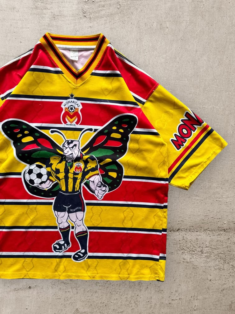 90s Monarcas Morelia Striped Soccer Jersey - XL