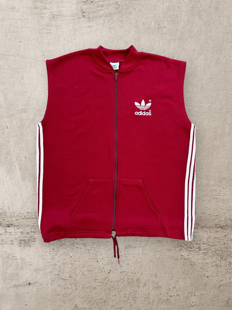 80s Adidas Striped Zip Up Sweat Vest - XL