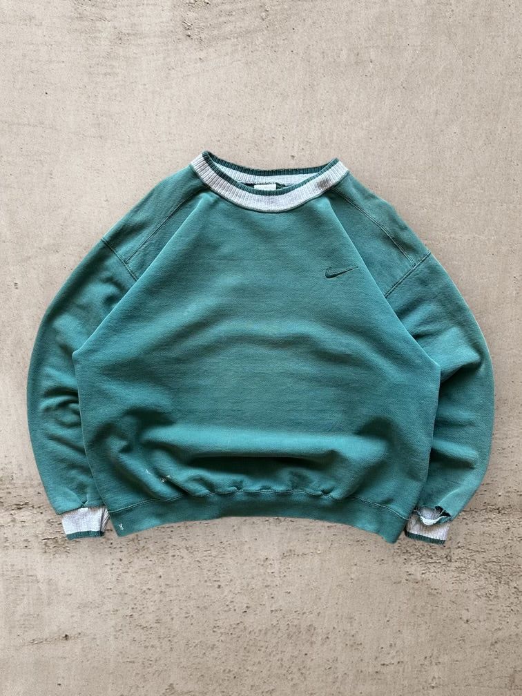 90s Nike Striped Tonal Distressed Crewneck - Large