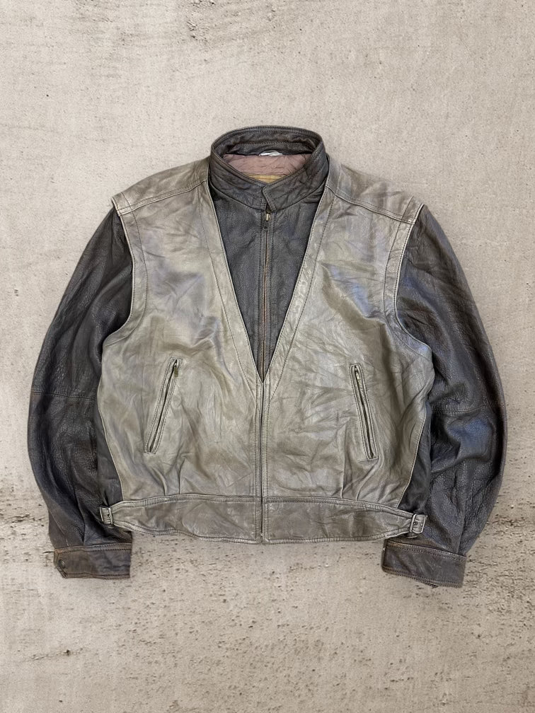 90s Members Only Vest Color Black Leather Jacket - Large