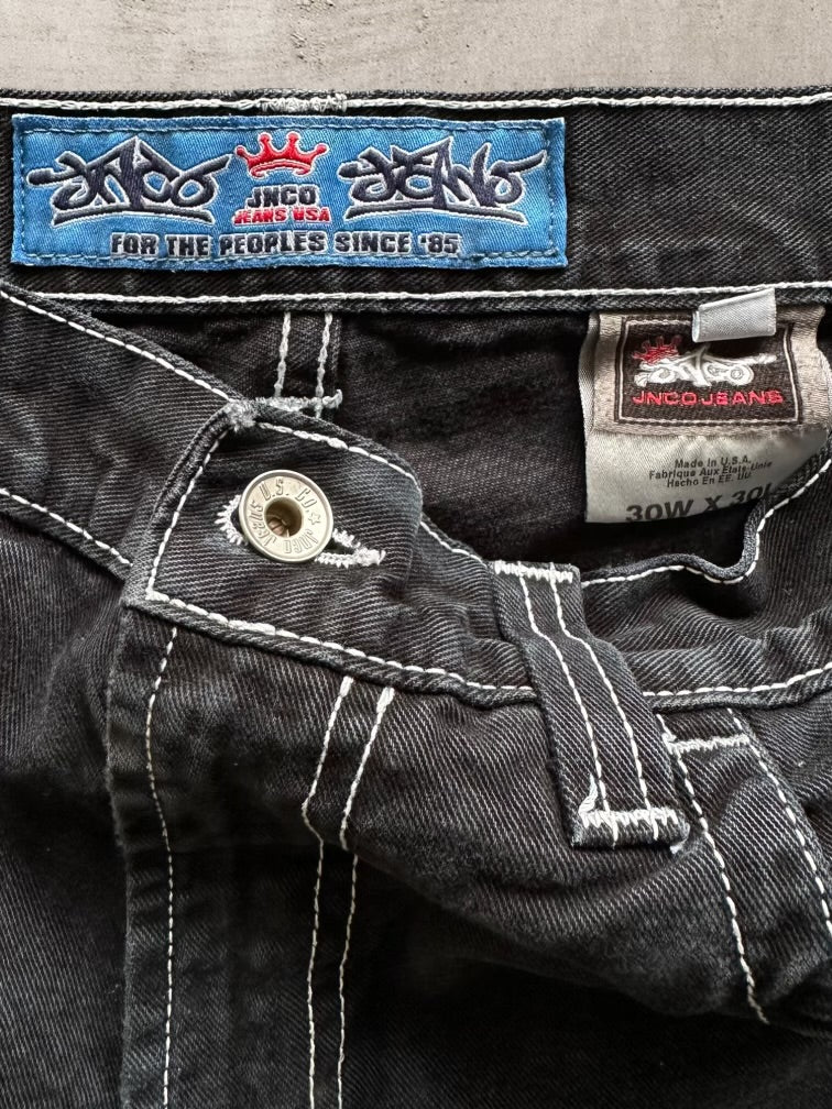 90s JNCO Embroidered Cut Off Denim Shorts - 31