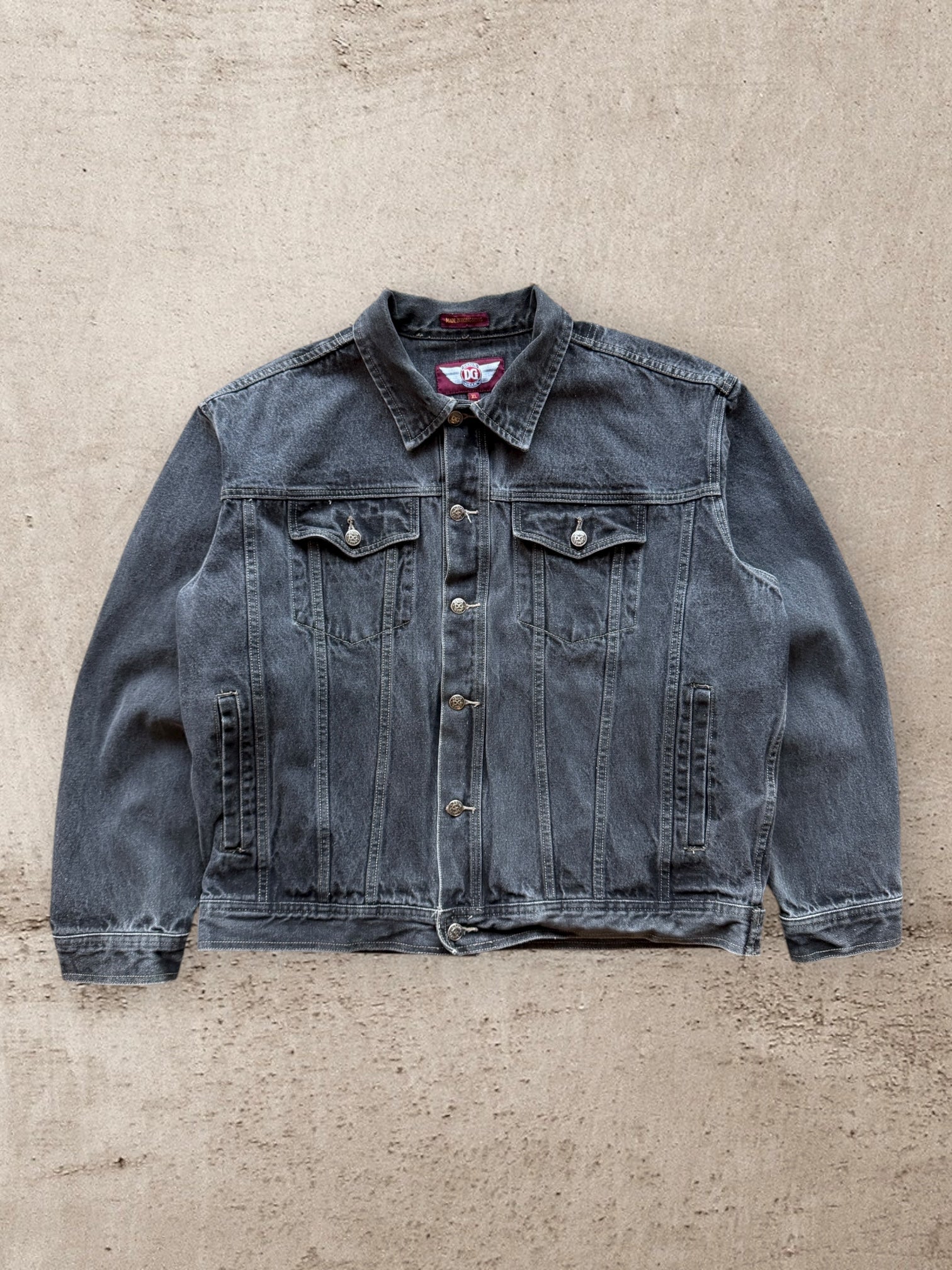 90s DG Black Denim Jacket - XL