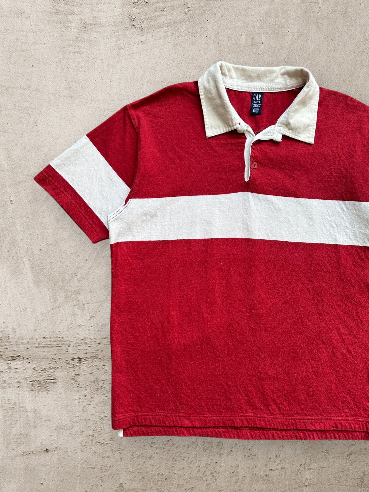 00s Gap Striped Polo Shirt - XL