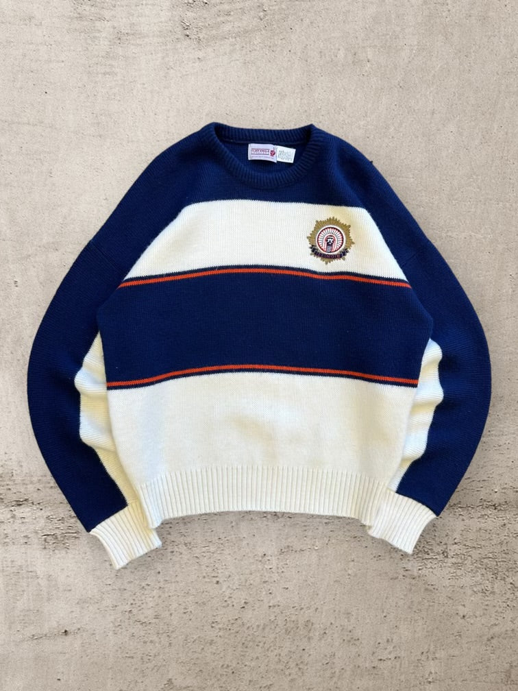 80s University of Illinois Striped Knit Sweater - XL