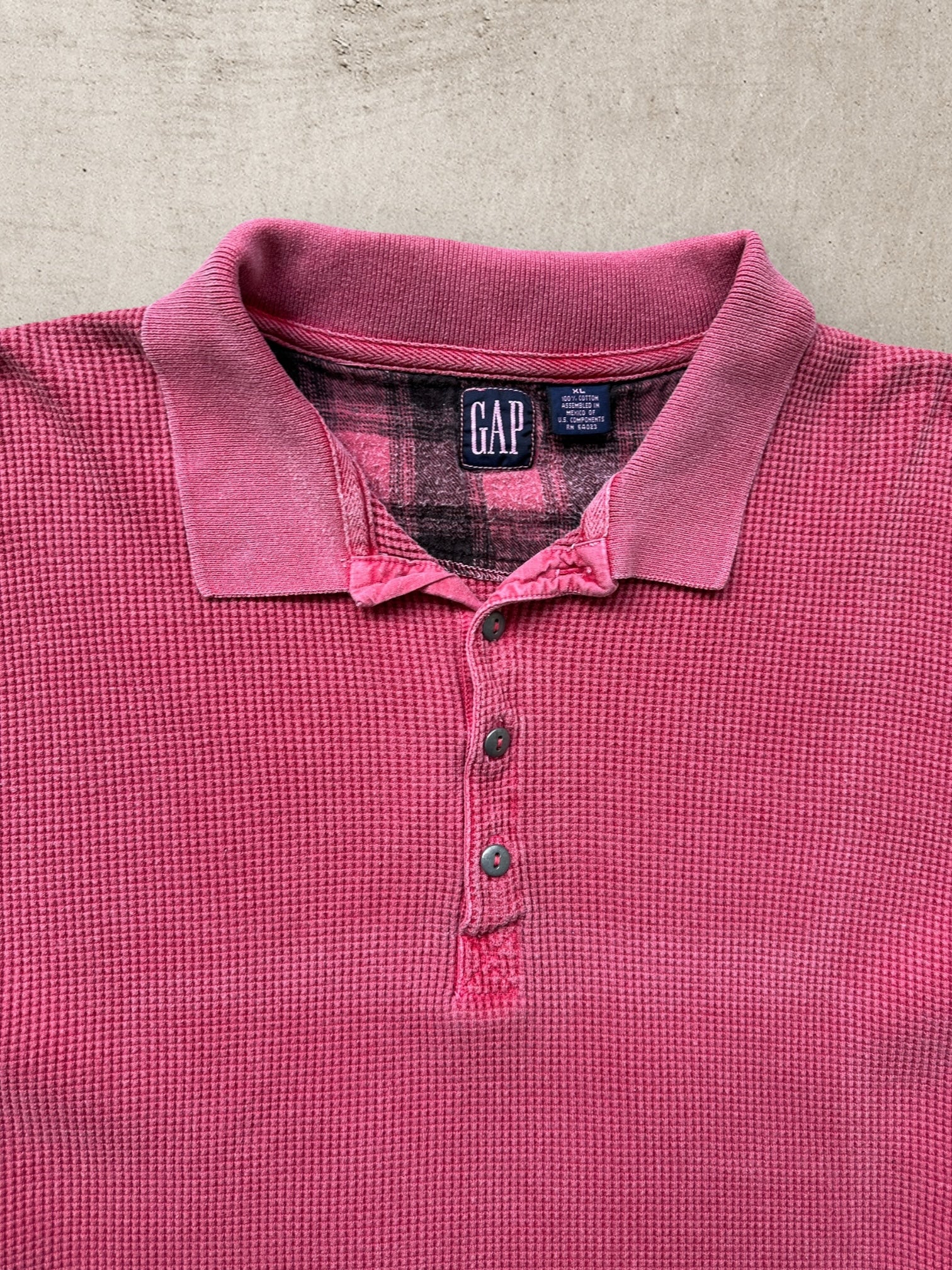 00s Gap Waffle Lined Polo Shirt - XL