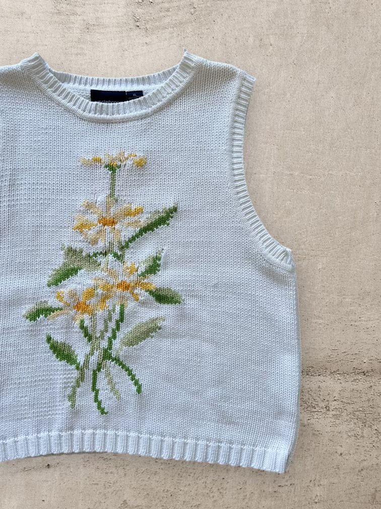 90s Liz Claiborne Daisy Knit Vest - Large