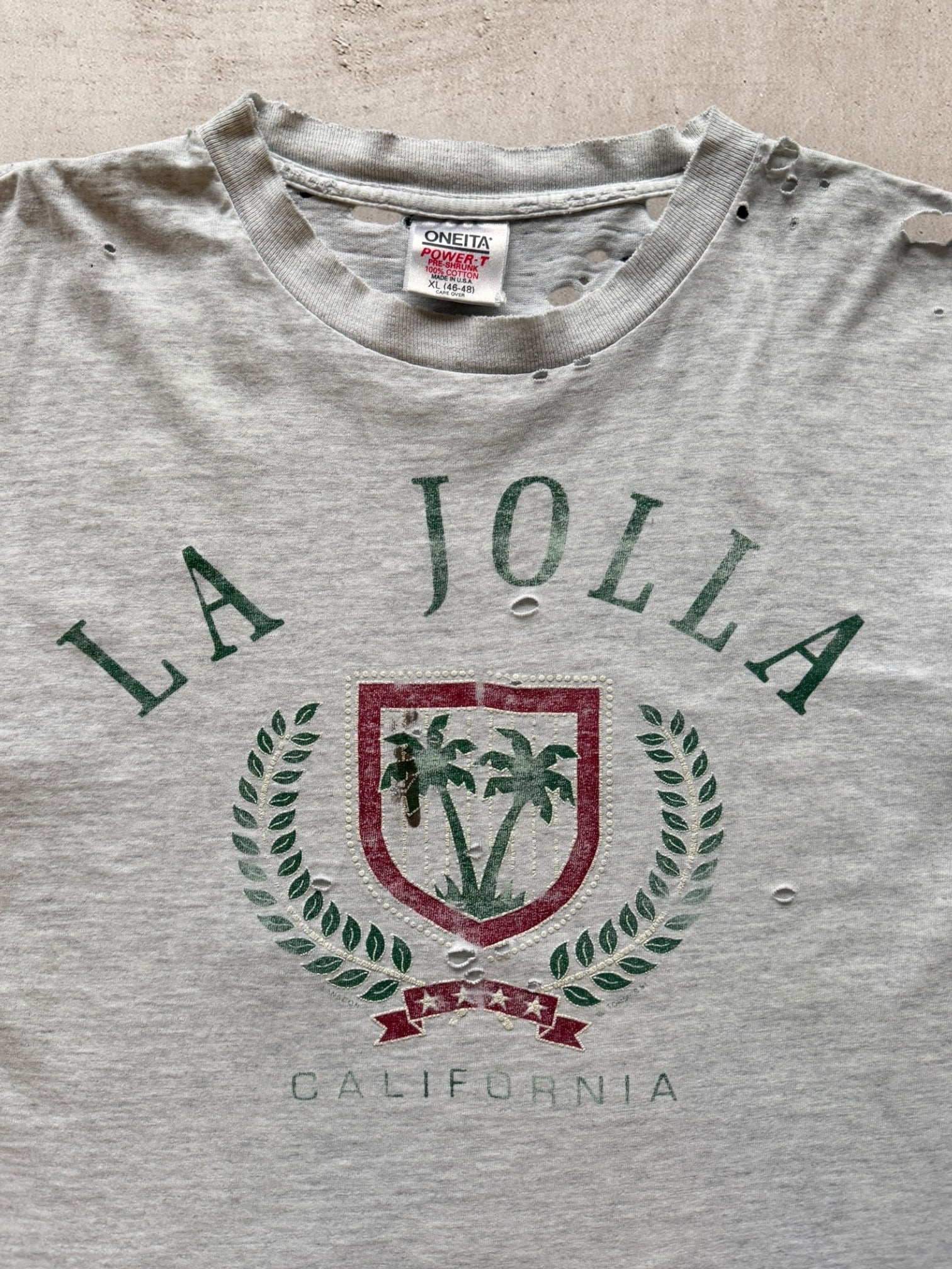 90s LA Jolla Distressed Graphic T-Shirt - XL