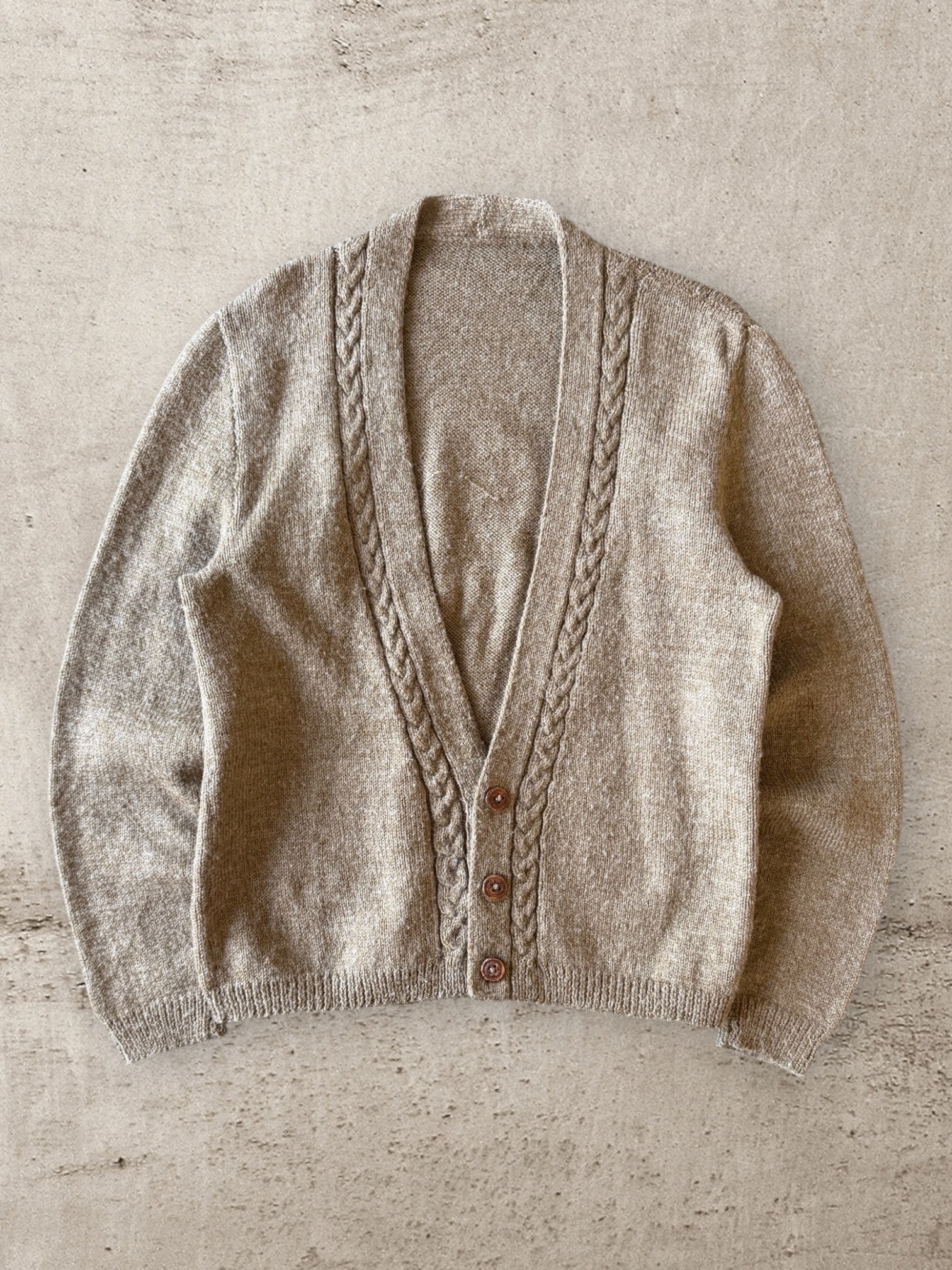 70s Wool Knitted Cardigan - Large