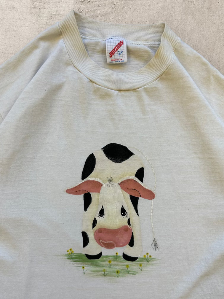 90s Sad Cow Graphic T-Shirt - Medium