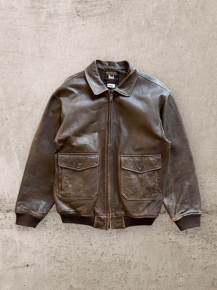 80s Quarter Master Bomber Leather Jacket - Medium