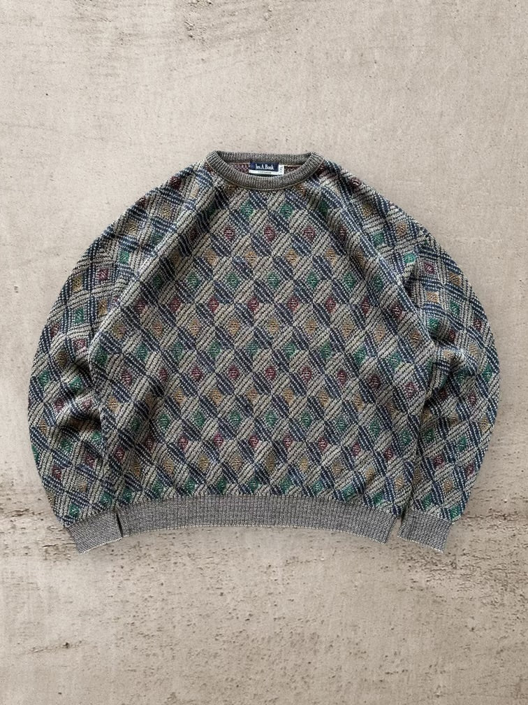 90s Jos. A. Bank Multicolor Knit Sweater - XXL